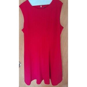 Tommy Hlfiger Sleeveless Aline Red Dress Womens 20 Back Zipper Knee Length